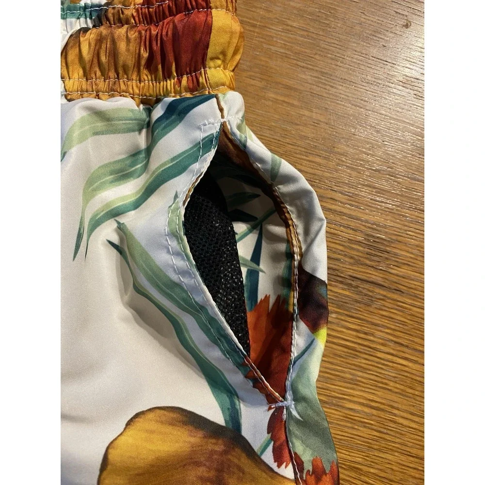 Tropical Toucans Palm Frans‎ Flowers Lined Swim Trunks Men's 32x7 Mahamaha